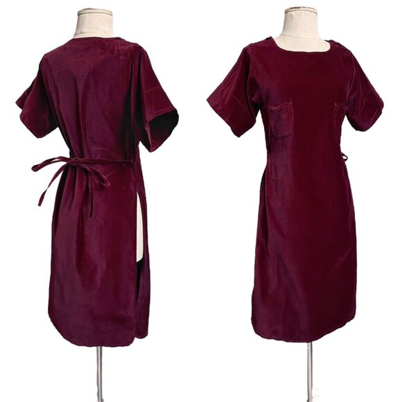 70s vintage velvet tunic top dress overlay Esprit burgundy boho hippie. - Picture 1 of 14